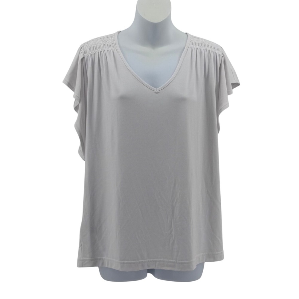 Tommy Bahama Tencel Modal Kauai Smocked Flutter Top White Women Small